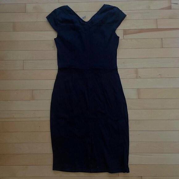 Oui Black Linen Sheath Dress - Size Small - Picture 3 of 6